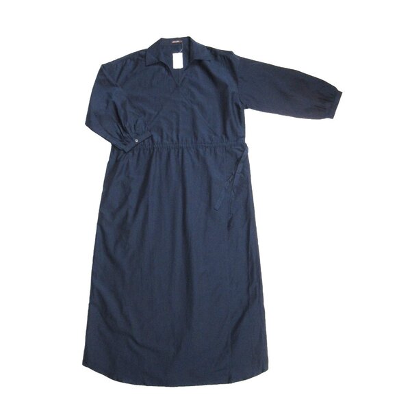 NWT J. MCLAUGHLIN Elayne in Deep Navy Cotton Silk Blend Faux Wrap Midi Dress M - Picture 5 of 9